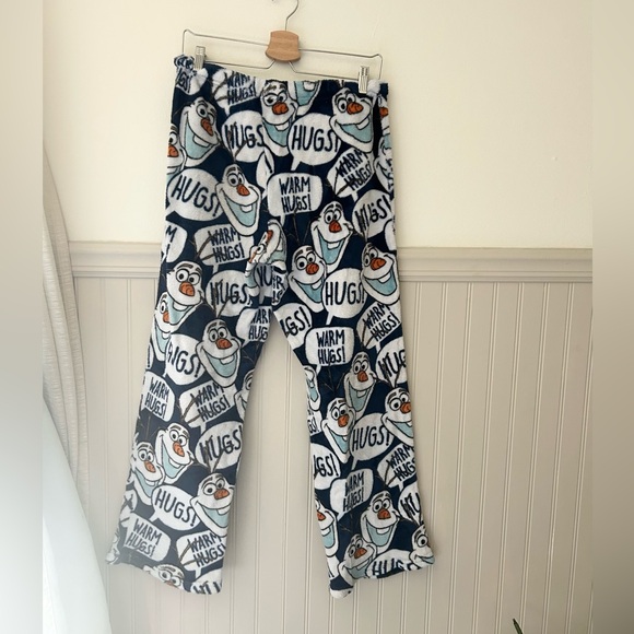 Disney Olaf Blue and White Plush Fleece Sleep Pajama Pants Size Medium - Picture 3 of 3